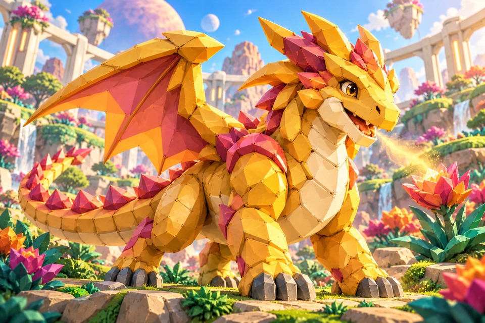 Solar Dragon in an illustrated alien habitat from the Intergalactic Zoo game